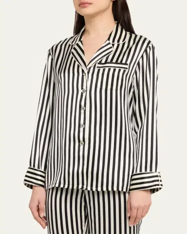Olivia von Halle Lila Nika Striped Silk Satin Pajama Set | Thumbnail 4 Olivia von Halle Lila Nika Striped Silk Satin Pajama Set | Thumbnail 4