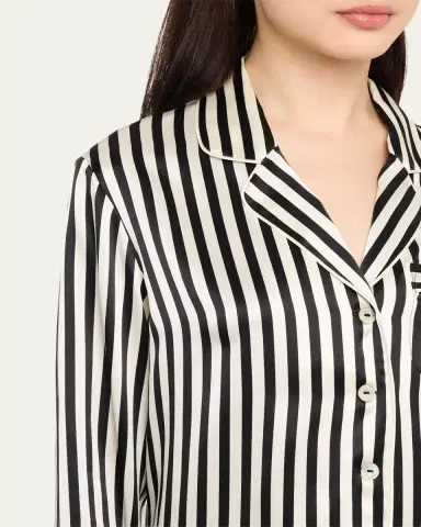 Olivia von Halle Lila Nika Striped Silk Satin Pajama Set | Thumbnail 5 Olivia von Halle Lila Nika Striped Silk Satin Pajama Set | Thumbnail 5
