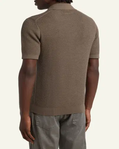 ZEGNA Men's Premium Cotton Knit Johnny Collar Polo Sweater | Thumbnail 3 ZEGNA Men's Premium Cotton Knit Johnny Collar Polo Sweater | Thumbnail 3