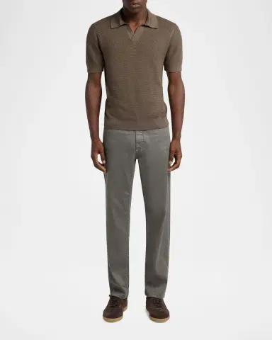 ZEGNA Men's Premium Cotton Knit Johnny Collar Polo Sweater | Thumbnail 9 ZEGNA Men's Premium Cotton Knit Johnny Collar Polo Sweater | Thumbnail 9