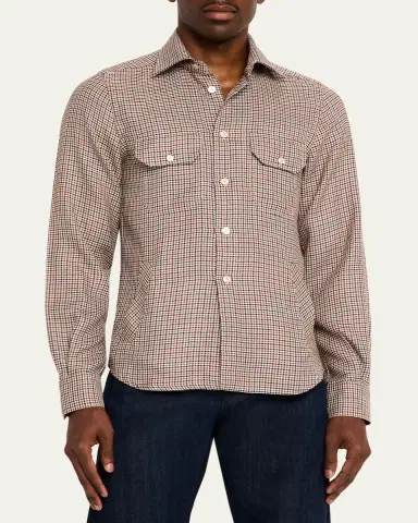 Kiton Men's Cashmere, Silk and Linen Flap-Pocket Overshirt | Thumbnail 4 Kiton Men's Cashmere, Silk and Linen Flap-Pocket Overshirt | Thumbnail 4