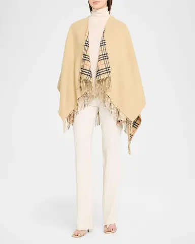 Burberry Reversible Check Wool Cape | Thumbnail 4 Burberry Reversible Check Wool Cape | Thumbnail 4