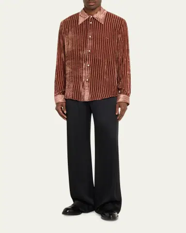 Amiri Men's Velvet Stripe Dress Shirt | Thumbnail 2 Amiri Men's Velvet Stripe Dress Shirt | Thumbnail 2