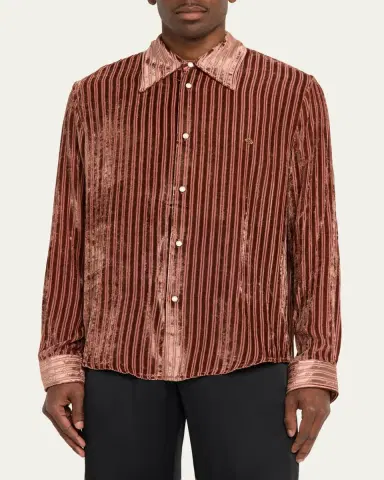 Amiri Men's Velvet Stripe Dress Shirt | Thumbnail 4 Amiri Men's Velvet Stripe Dress Shirt | Thumbnail 4
