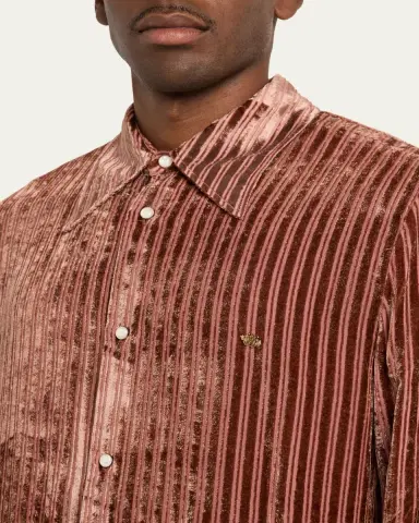 Amiri Men's Velvet Stripe Dress Shirt | Thumbnail 5 Amiri Men's Velvet Stripe Dress Shirt | Thumbnail 5