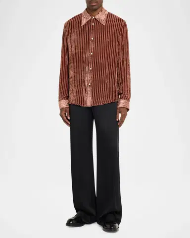 Amiri Men's Velvet Stripe Dress Shirt | Thumbnail 6 Amiri Men's Velvet Stripe Dress Shirt | Thumbnail 6