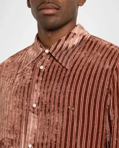 Amiri Men's Velvet Stripe Dress Shirt | Thumbnail 9 Amiri Men's Velvet Stripe Dress Shirt | Thumbnail 9