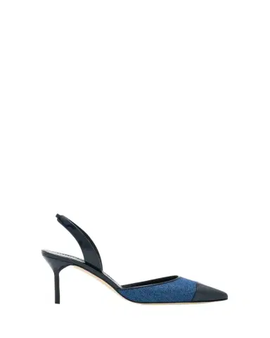 Manolo Blahnik 70mm Capsli Linen Slingback Pumps | Thumbnail 1 Manolo Blahnik 70mm Capsli Linen Slingback Pumps | Thumbnail 1