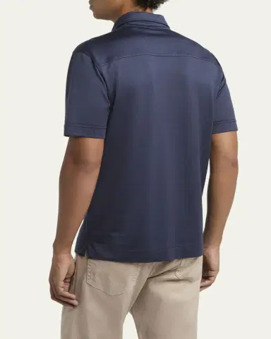 Zegna Men's Leggerissimo Cotton and Silk Polo Shirt | Thumbnail 3 Zegna Men's Leggerissimo Cotton and Silk Polo Shirt | Thumbnail 3