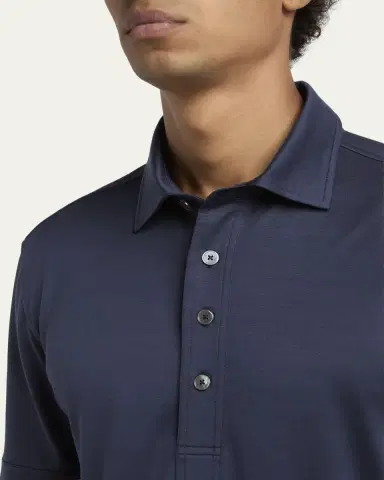Zegna Men's Leggerissimo Cotton and Silk Polo Shirt | Thumbnail 5 Zegna Men's Leggerissimo Cotton and Silk Polo Shirt | Thumbnail 5