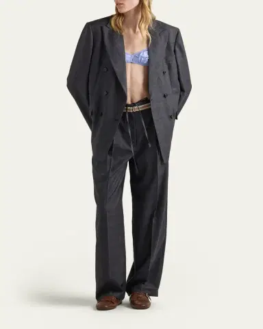 Prada Pleated Wool Drawstring Trousers | Thumbnail 2 Prada Pleated Wool Drawstring Trousers | Thumbnail 2