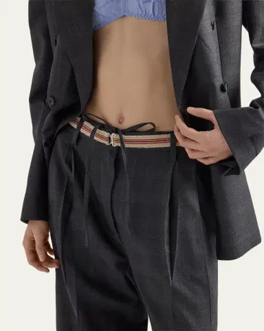 Prada Pleated Wool Drawstring Trousers | Thumbnail 5 Prada Pleated Wool Drawstring Trousers | Thumbnail 5