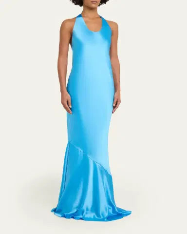 Retrofête Alison Satin Halter Gown | Thumbnail 4 Retrofête Alison Satin Halter Gown | Thumbnail 4
