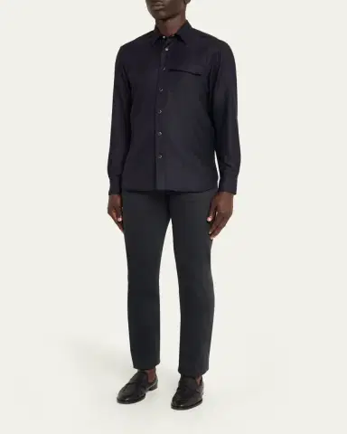 Kiton Men's Textured Cashmere and Wool Snap-Front Overshirt | Thumbnail 2 Kiton Men's Textured Cashmere and Wool Snap-Front Overshirt | Thumbnail 2