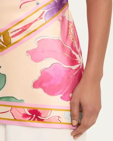 Retrofête Adelaide Floral Silk Knotted Halter Overlay Mini Dress | Thumbnail 5 Retrofête Adelaide Floral Silk Knotted Halter Overlay Mini Dress | Thumbnail 5