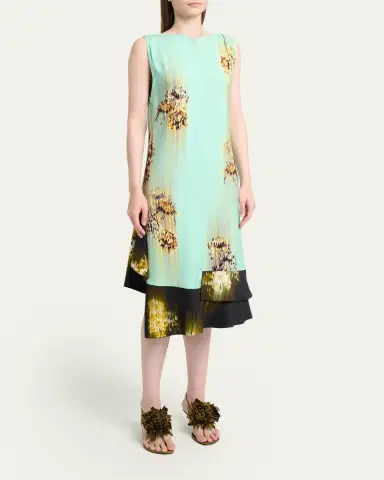 Proenza Schouler Rhetta Blur Floral Sleeveless Midi Shift Dress | Thumbnail 4 Proenza Schouler Rhetta Blur Floral Sleeveless Midi Shift Dress | Thumbnail 4