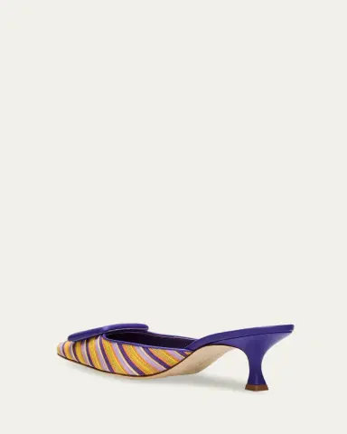 Manolo Blahnik 50mm Maysalebi Striped Mule Pumps | Thumbnail 2 Manolo Blahnik 50mm Maysalebi Striped Mule Pumps | Thumbnail 2