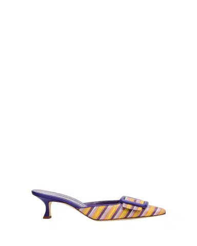 Manolo Blahnik 50mm Maysalebi Striped Mule Pumps | Thumbnail 1 Manolo Blahnik 50mm Maysalebi Striped Mule Pumps | Thumbnail 1
