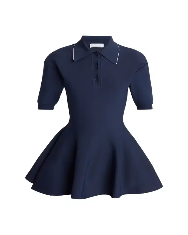 Compact Knit Peplum Polo Shirt Compact Knit Peplum Polo Shirt
