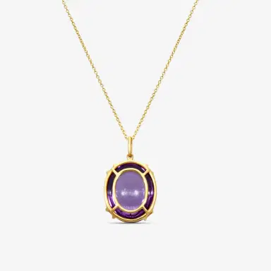 GOSHWARA Goshwara Rock-N-Roll 18K Yellow Gold Amethyst Oval Cabochon Pendant by The Solist | Thumbnail 4 GOSHWARA Goshwara Rock-N-Roll 18K Yellow Gold Amethyst Oval Cabochon Pendant by The Solist | Thumbnail 4