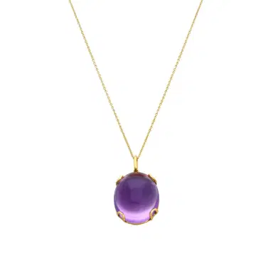 GOSHWARA Goshwara Rock-N-Roll 18K Yellow Gold Amethyst Oval Cabochon Pendant by The Solist | Thumbnail 1 GOSHWARA Goshwara Rock-N-Roll 18K Yellow Gold Amethyst Oval Cabochon Pendant by The Solist | Thumbnail 1