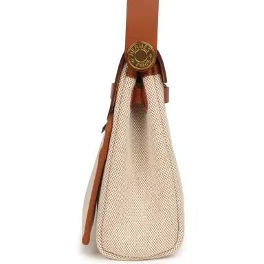 HERMÈS Hermes Herbag Zip 20 Mini Ecru and Beige Toile H Canvas and Fauve Vache Hunter Gold Hardware | Thumbnail 3 HERMÈS Hermes Herbag Zip 20 Mini Ecru and Beige Toile H Canvas and Fauve Vache Hunter Gold Hardware | Thumbnail 3