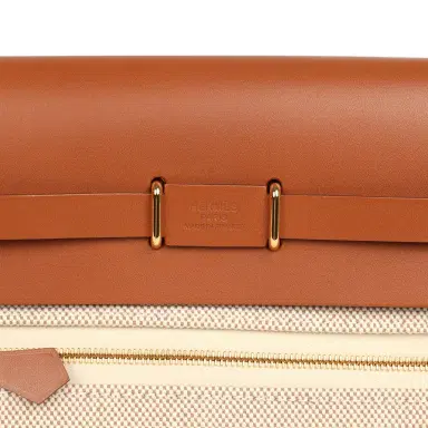 HERMÈS Hermes Herbag Zip 20 Mini Ecru and Beige Toile H Canvas and Fauve Vache Hunter Gold Hardware | Thumbnail 9 HERMÈS Hermes Herbag Zip 20 Mini Ecru and Beige Toile H Canvas and Fauve Vache Hunter Gold Hardware | Thumbnail 9