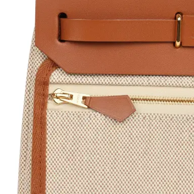 HERMÈS Hermes Herbag Zip 20 Mini Ecru and Beige Toile H Canvas and Fauve Vache Hunter Gold Hardware | Thumbnail 10 HERMÈS Hermes Herbag Zip 20 Mini Ecru and Beige Toile H Canvas and Fauve Vache Hunter Gold Hardware | Thumbnail 10
