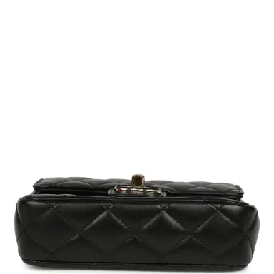 Chanel Pre-owned Chanel Heart Charms Mini Square Flap Bag Black Lambskin Enamel Light Gold Hardware | Thumbnail 6 Chanel Pre-owned Chanel Heart Charms Mini Square Flap Bag Black Lambskin Enamel Light Gold Hardware | Thumbnail 6
