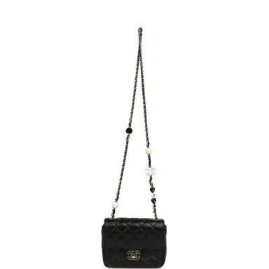 Chanel Pre-owned Chanel Heart Charms Mini Square Flap Bag Black Lambskin Enamel Light Gold Hardware | Thumbnail 7 Chanel Pre-owned Chanel Heart Charms Mini Square Flap Bag Black Lambskin Enamel Light Gold Hardware | Thumbnail 7