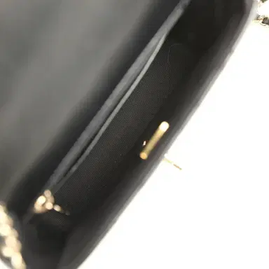 Chanel Pre-owned Chanel Heart Charms Mini Square Flap Bag Black Lambskin Enamel Light Gold Hardware | Thumbnail 10 Chanel Pre-owned Chanel Heart Charms Mini Square Flap Bag Black Lambskin Enamel Light Gold Hardware | Thumbnail 10