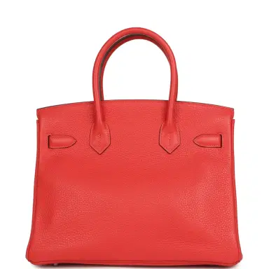 HERMÈS Pre-owned Hermes Birkin 30 Rouge Pivoine Clemence Palladium Hardware | Thumbnail 4 HERMÈS Pre-owned Hermes Birkin 30 Rouge Pivoine Clemence Palladium Hardware | Thumbnail 4