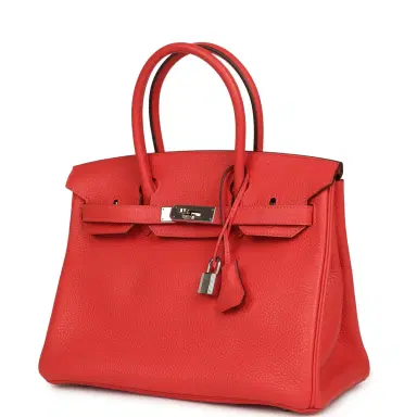 HERMÈS Pre-owned Hermes Birkin 30 Rouge Pivoine Clemence Palladium Hardware | Thumbnail 5 HERMÈS Pre-owned Hermes Birkin 30 Rouge Pivoine Clemence Palladium Hardware | Thumbnail 5