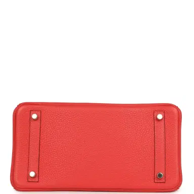 HERMÈS Pre-owned Hermes Birkin 30 Rouge Pivoine Clemence Palladium Hardware | Thumbnail 6 HERMÈS Pre-owned Hermes Birkin 30 Rouge Pivoine Clemence Palladium Hardware | Thumbnail 6