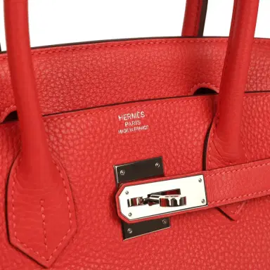 HERMÈS Pre-owned Hermes Birkin 30 Rouge Pivoine Clemence Palladium Hardware | Thumbnail 7 HERMÈS Pre-owned Hermes Birkin 30 Rouge Pivoine Clemence Palladium Hardware | Thumbnail 7