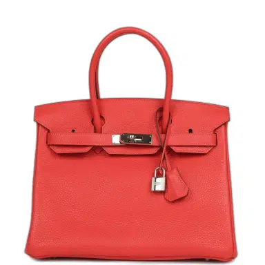 HERMÈS Pre-owned Hermes Birkin 30 Rouge Pivoine Clemence Palladium Hardware | Thumbnail 1 HERMÈS Pre-owned Hermes Birkin 30 Rouge Pivoine Clemence Palladium Hardware | Thumbnail 1