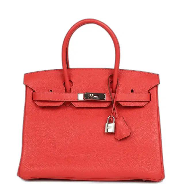 Pre-owned Hermes Birkin 30 Rouge Pivoine Clemence Palladium Hardware Pre-owned Hermes Birkin 30 Rouge Pivoine Clemence Palladium Hardware