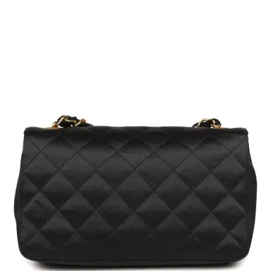 Chanel Vintage Chanel Mini Rectangular Flap Bag Black Satin Gold Hardware | Thumbnail 4 Chanel Vintage Chanel Mini Rectangular Flap Bag Black Satin Gold Hardware | Thumbnail 4