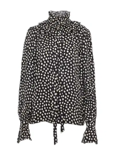 Chloé Silk Jacquard Tie-Front Ruffled Blouse | Thumbnail 1 Chloé Silk Jacquard Tie-Front Ruffled Blouse | Thumbnail 1