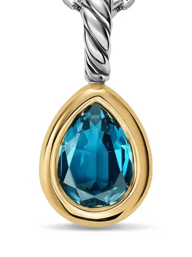 David Yurman Women's Mini Pear Cut Amulet in Sterling Silver with 14K Yellow Gold, 11MM - Hampton Blue Topaz | Thumbnail 5 David Yurman Women's Mini Pear Cut Amulet in Sterling Silver with 14K Yellow Gold, 11MM - Hampton Blue Topaz | Thumbnail 5