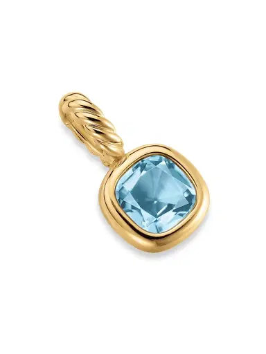 David Yurman Women's Mini Cushion Cut Amulet in 18K Yellow Gold - Sky Blue Topaz | Thumbnail 3 David Yurman Women's Mini Cushion Cut Amulet in 18K Yellow Gold - Sky Blue Topaz | Thumbnail 3