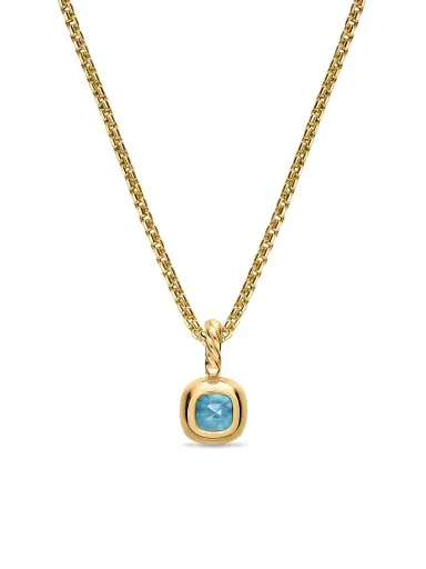 David Yurman Women's Mini Cushion Cut Amulet in 18K Yellow Gold - Sky Blue Topaz | Thumbnail 4 David Yurman Women's Mini Cushion Cut Amulet in 18K Yellow Gold - Sky Blue Topaz | Thumbnail 4