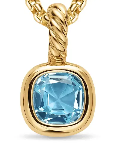 David Yurman Women's Mini Cushion Cut Amulet in 18K Yellow Gold - Sky Blue Topaz | Thumbnail 5 David Yurman Women's Mini Cushion Cut Amulet in 18K Yellow Gold - Sky Blue Topaz | Thumbnail 5
