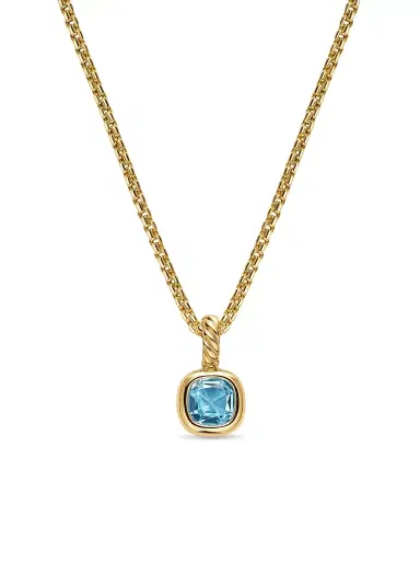 David Yurman Women's Mini Cushion Cut Amulet in 18K Yellow Gold - Sky Blue Topaz | Thumbnail 1 David Yurman Women's Mini Cushion Cut Amulet in 18K Yellow Gold - Sky Blue Topaz | Thumbnail 1