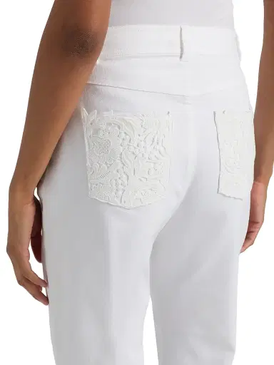 Cinq à Sept Women's Stevie Lace Pocket Crop Jeans - White | Thumbnail 6 Cinq à Sept Women's Stevie Lace Pocket Crop Jeans - White | Thumbnail 6