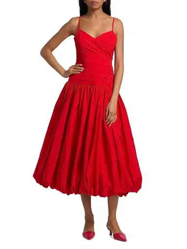Cinq à Sept Women's Fia Bubble Hem Midi-Dress - Goji Berry - Size 10 | Thumbnail 3 Cinq à Sept Women's Fia Bubble Hem Midi-Dress - Goji Berry - Size 10 | Thumbnail 3