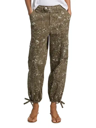 Cinq à Sept Women's Zola Garden Doodle Cargo Pants - Dark Olive White - Size 14 | Thumbnail 3 Cinq à Sept Women's Zola Garden Doodle Cargo Pants - Dark Olive White - Size 14 | Thumbnail 3