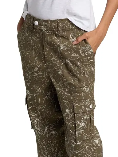 Cinq à Sept Women's Zola Garden Doodle Cargo Pants - Dark Olive White - Size 14 | Thumbnail 6 Cinq à Sept Women's Zola Garden Doodle Cargo Pants - Dark Olive White - Size 14 | Thumbnail 6