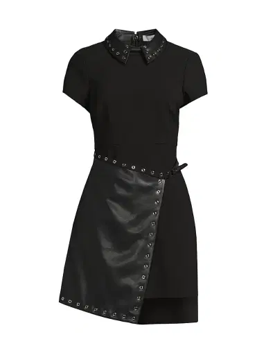 Likely Women's Elia Grommet-Detail Mixed-Media Minidress - Black - Size 0 | Thumbnail 1 Likely Women's Elia Grommet-Detail Mixed-Media Minidress - Black - Size 0 | Thumbnail 1