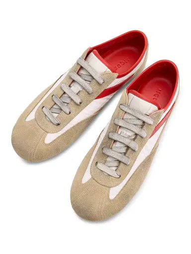 McQueen Women's Boxe Colorblocked Leather & Suede Low-Top Sneakers - White Beige Lipstick | Thumbnail 4 McQueen Women's Boxe Colorblocked Leather & Suede Low-Top Sneakers - White Beige Lipstick | Thumbnail 4